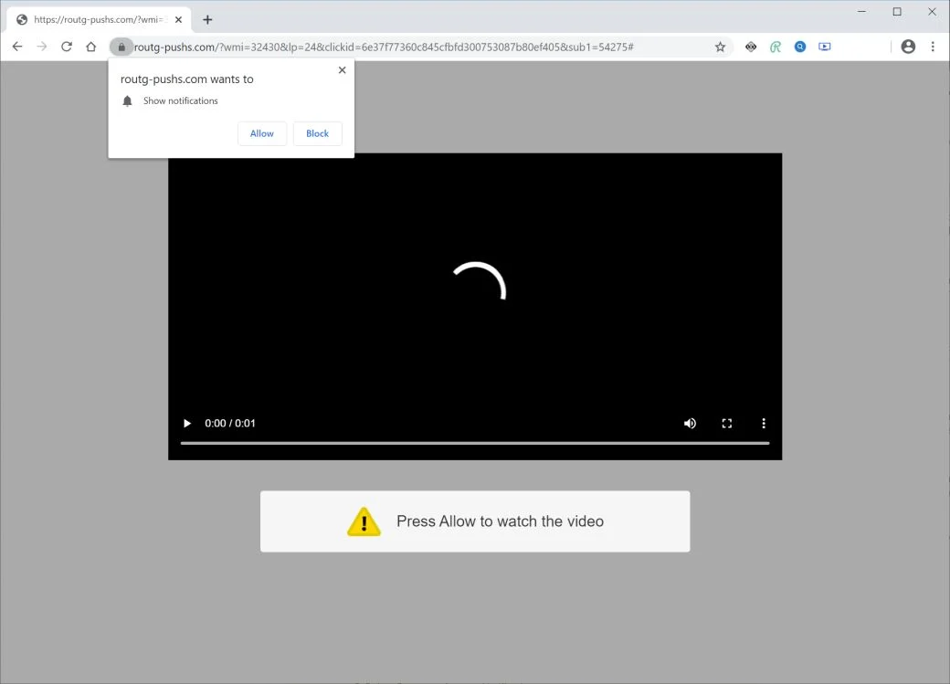 How to remove Routg-pushs.com pop-up ads (Virus Removal Guide) 1 Image: Chrome browser is redirected to Routg-pushs.com