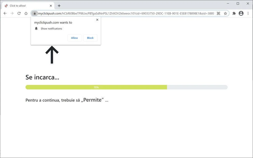 Remove Myclickpush.com pop-up ads (Virus Removal Guide) 1 Image: Chrome browser is redirected to Myclickpush.com