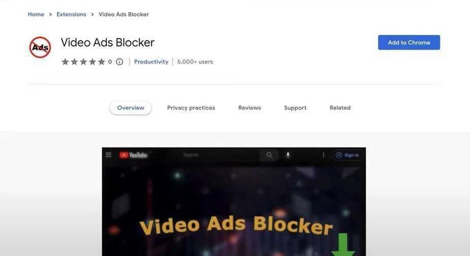 Image: Video Ads Blocker Chrome Extension
