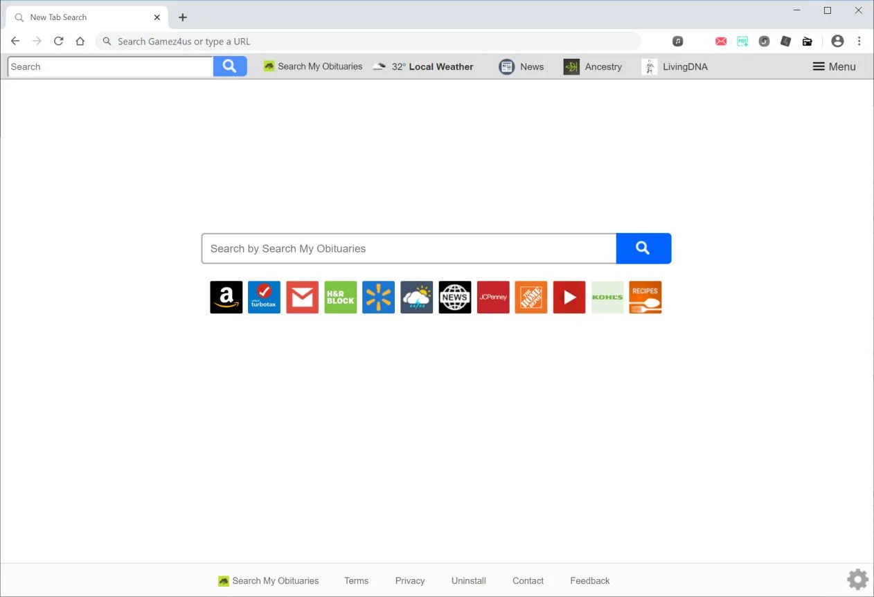 Remove Search.searchmyobituariestab.com redirect (Virus Removal Guide) 1 Image: Chrome browser is redirected to search.searchmyobituariestab.com