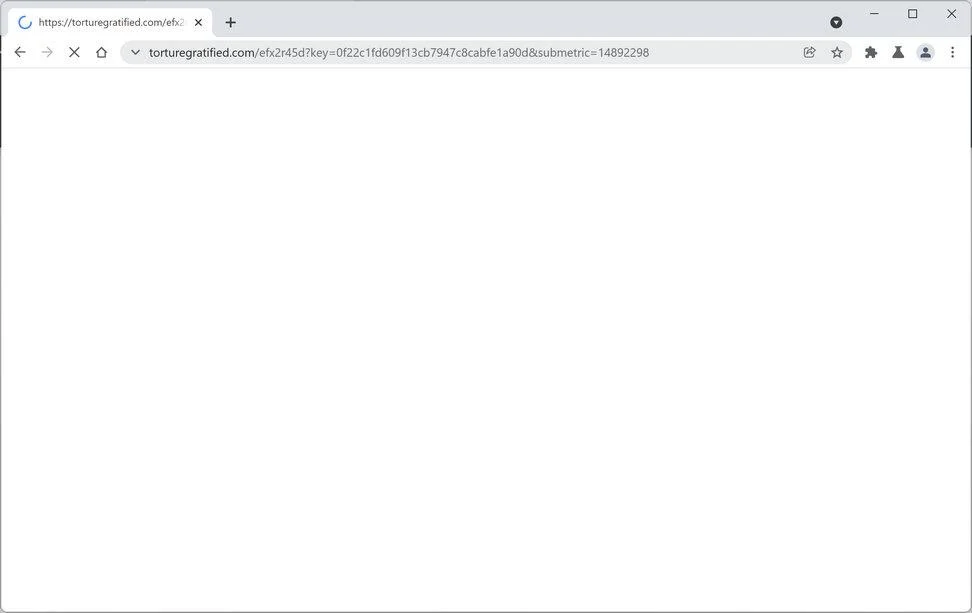 Image: Chrome browser is redirected to Torturegratified.com
