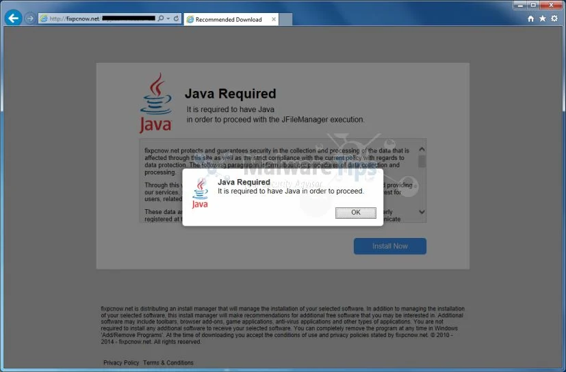 FixPcNow.net pop-up virus