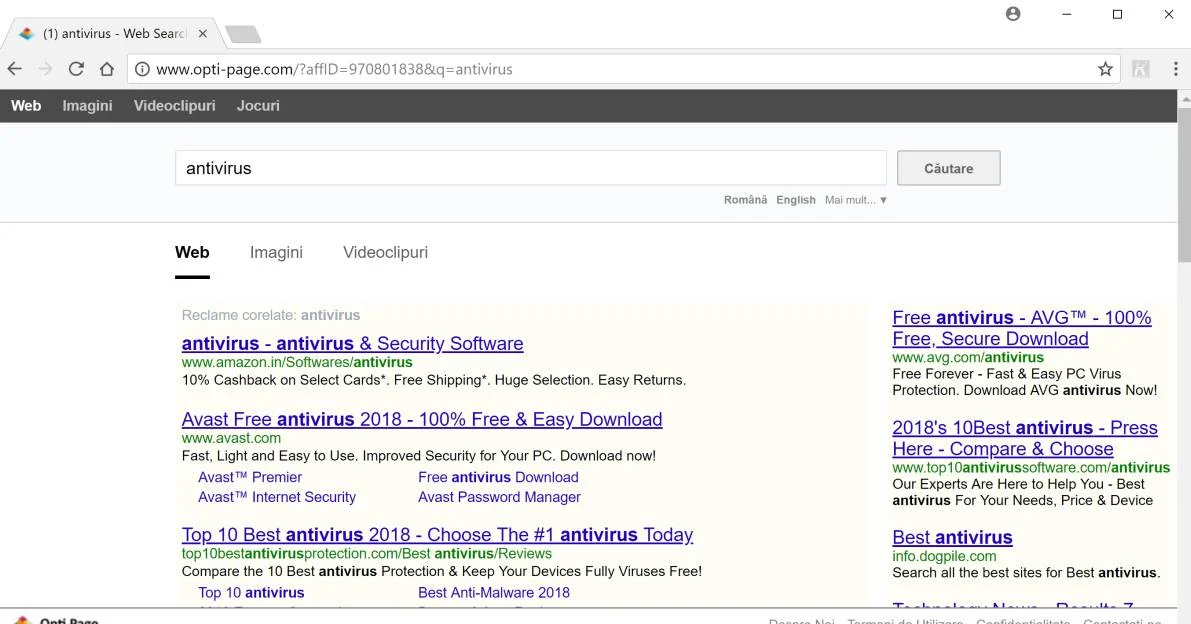 Opti Page Search redirect virus