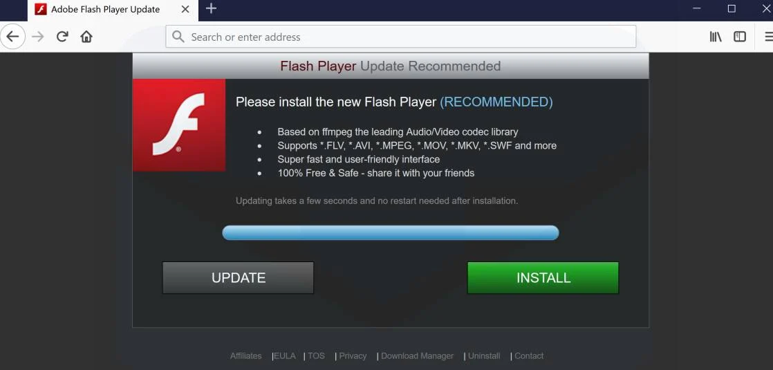 Please install the new Flash Player scam