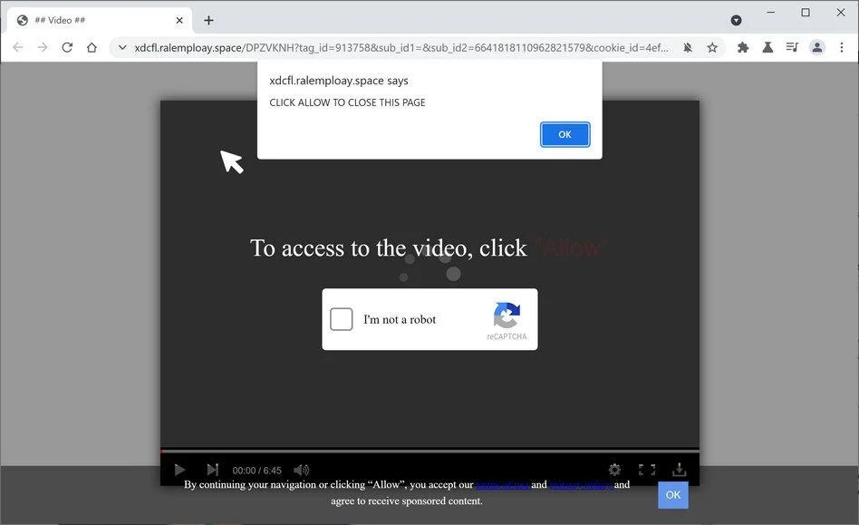 Remove Ralemploay.space pop-up ads (Virus Removal Guide) 1 Image: Chrome browser is redirected to Ralemploay.space