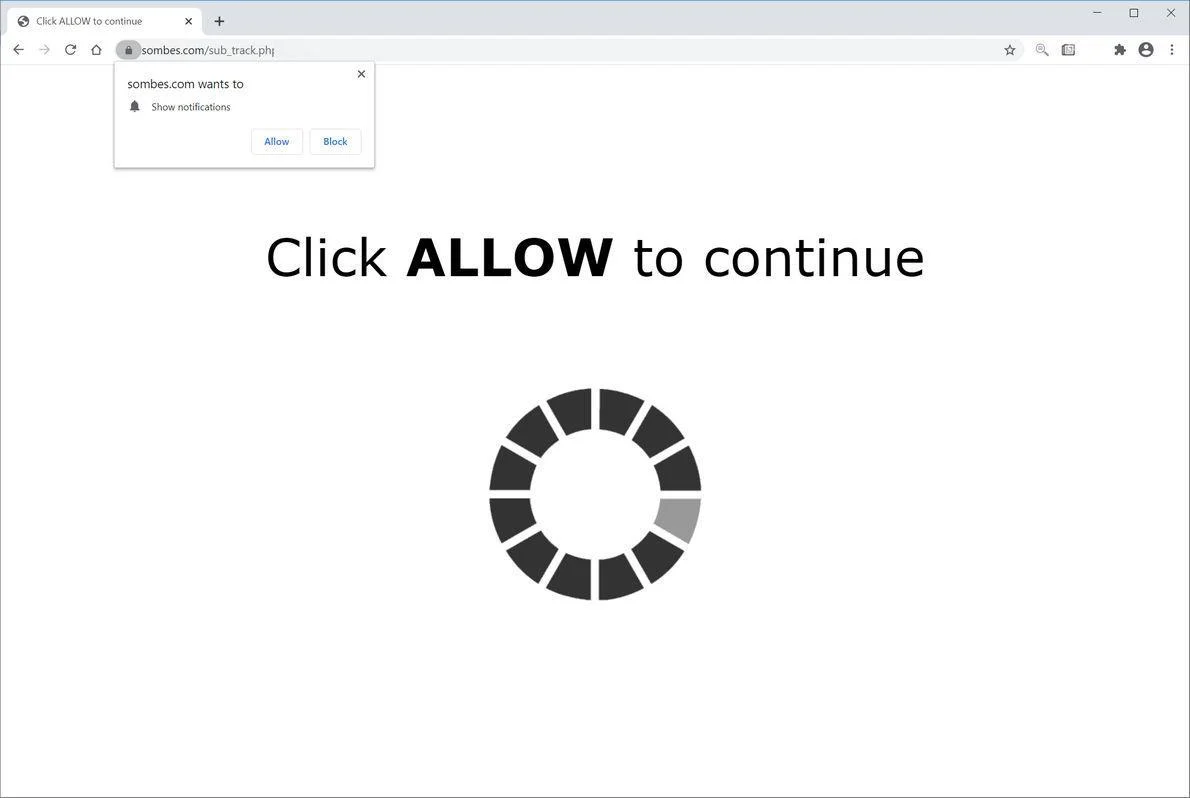 Remove Sombes.com pop-up ads (Virus Removal Guide) 1 Image: Chrome browser is redirected to Sombes.com