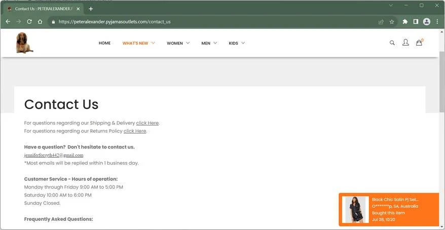 peteralexander.pyjamasoutlets.com scam