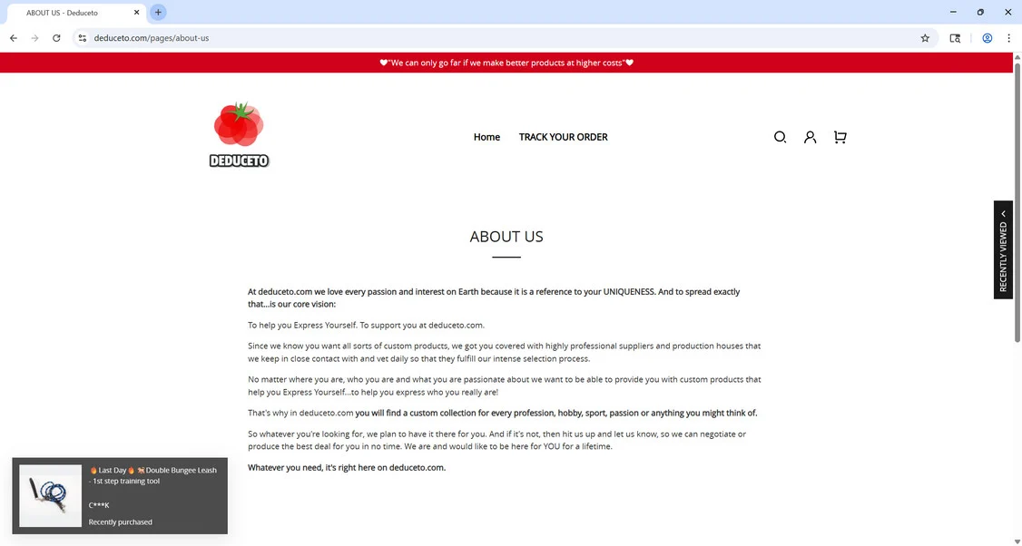 Deduceto.com Store Scam - Do Not Become a Victim 1 Deduceto.com scam