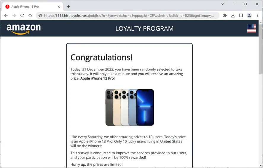 Image: Histheyole.live Fake Amazon Loyalty Program Survey