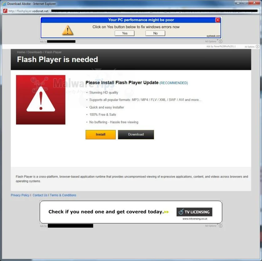 Flash Player is needed virus Picture of Flash Player is needed virus