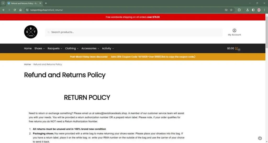 Runsporting.shop scam