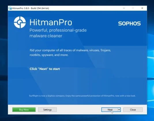 Click Next to install HitmanPro HitmanPro setup process