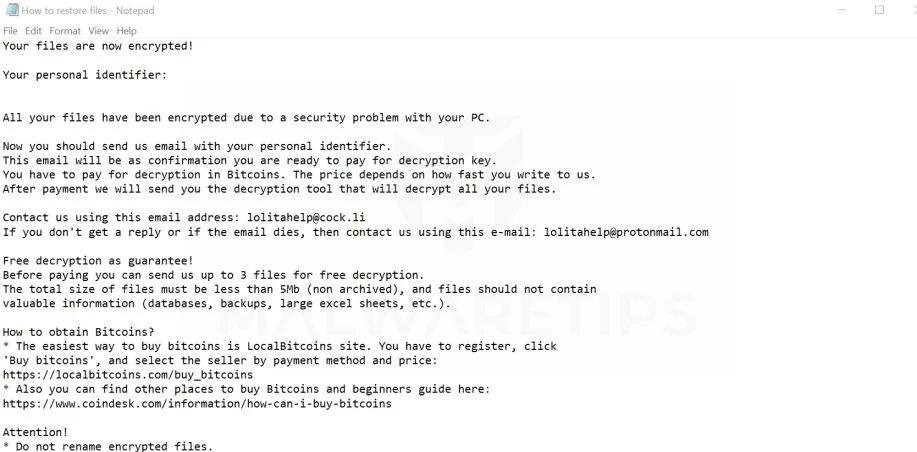 How to remove Lolita ransomware (Virus Removal Guide) 1 Lolita Ransomware Virus