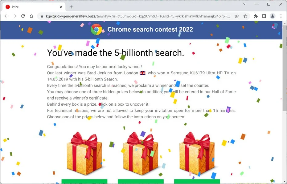 Remove Oxygengeneralfew.buzz Ads (Virus Removal Guide) 1 Image: Chrome browser is redirected to Oxygengeneralfew.buzz