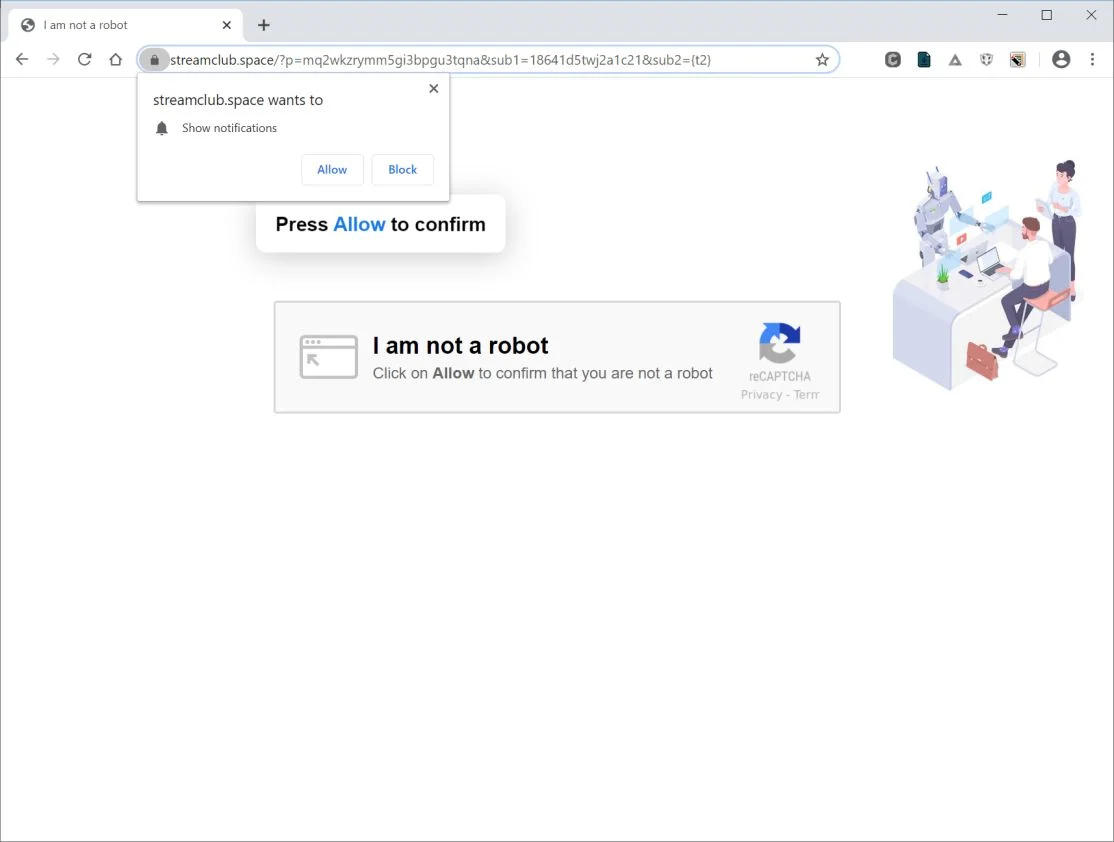 How to remove Streamclub.space pop-up ads (Virus Removal Guide) 1 Image: Chrome browser is redirected to Streamclub.space