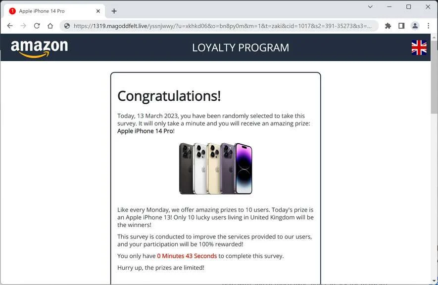 Image: Magoddfelt.live Survey Scam