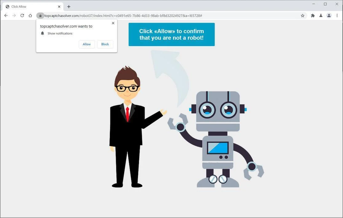 Image: Chrome browser is redirected to Topcaptchasolver.com