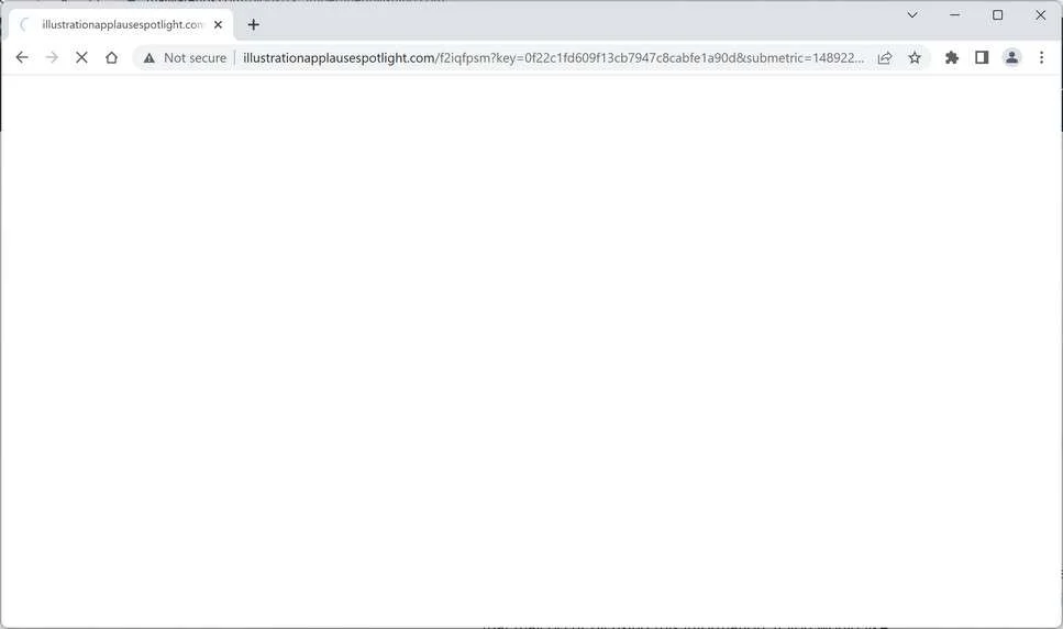 Image: Chrome browser is redirected to the Illustrationapplausespotlight.com site