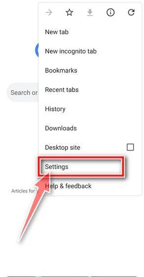 Chrome Android Settings