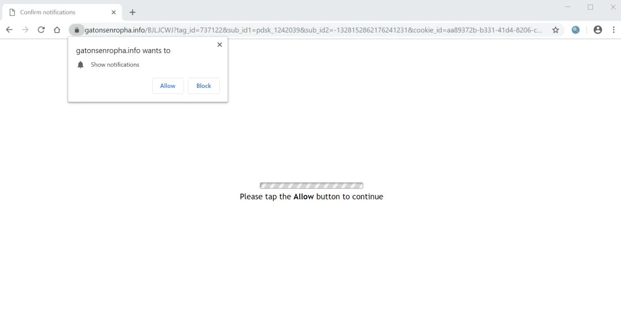 Image: Chrome browser is redirected to the Gatonsenropha.info site Image: Chrome browser is redirected to the Gatonsenropha.info site