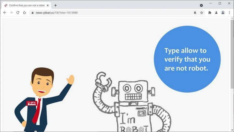Image: Chrome browser is redirected to News-pibari.cc