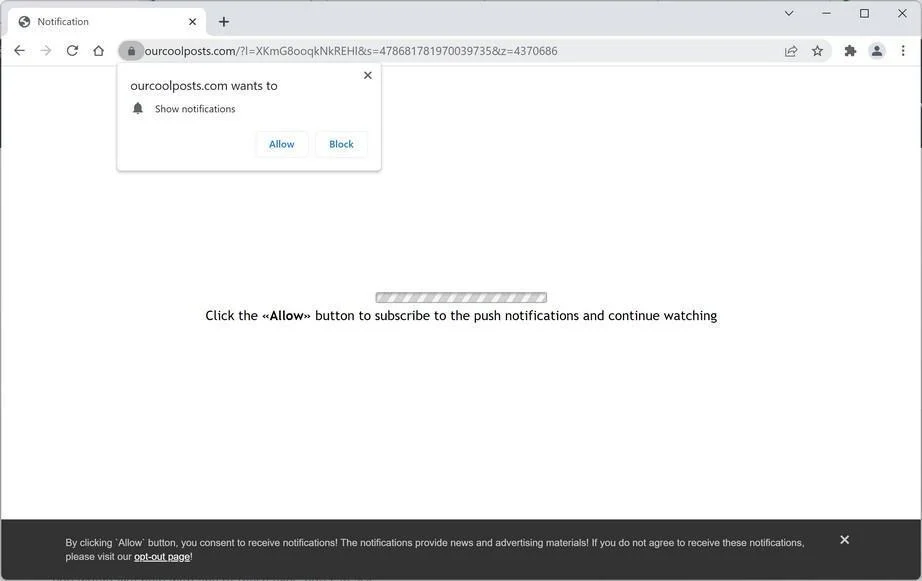 How to Remove Ourcoolposts.com Pop-up Ads (Virus Removal Guide) 1 Image: Chrome browser is redirected to Ourcoolposts.com
