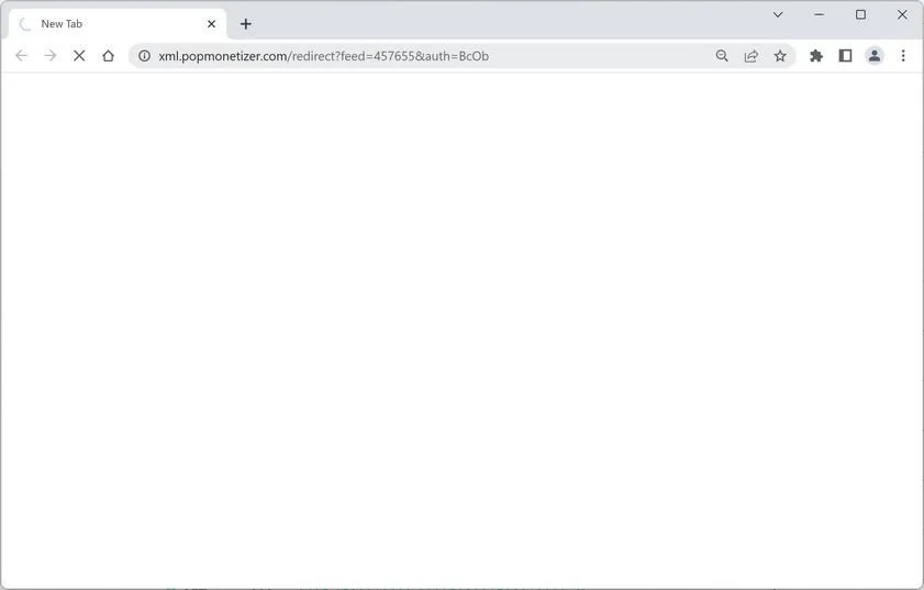 Image: Chrome browser is redirected to Popmonetizer.com