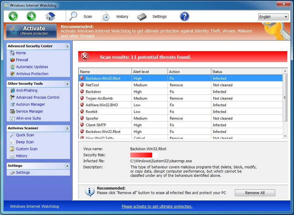 [Image: Windows Internet Watchdog malware]