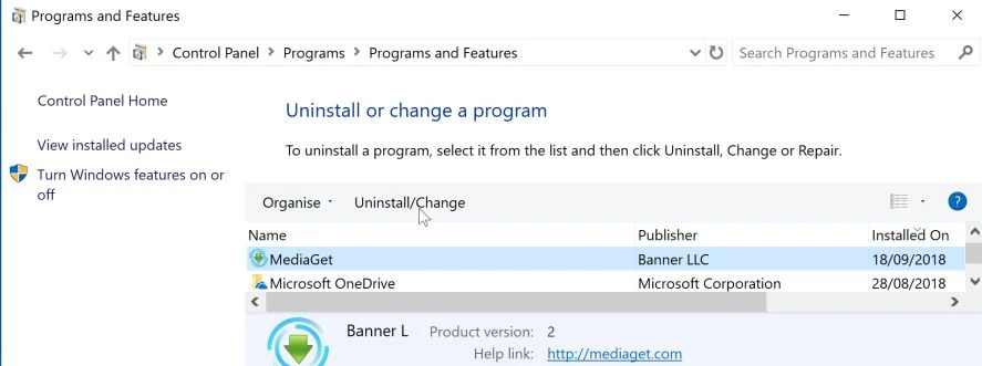 Uninstall MediaGet adware