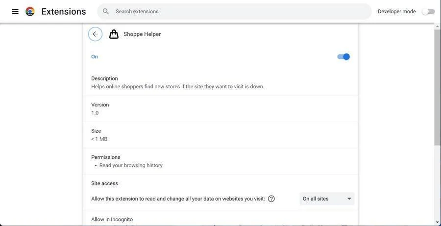 Image: Shoppe Helper Chrome extension