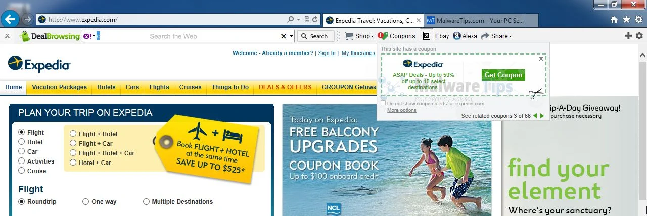 [Image: DealBrowsing Toolbar ads]