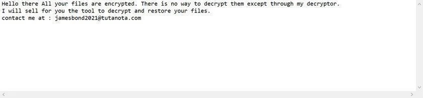 Image: JamesBond ransomware note