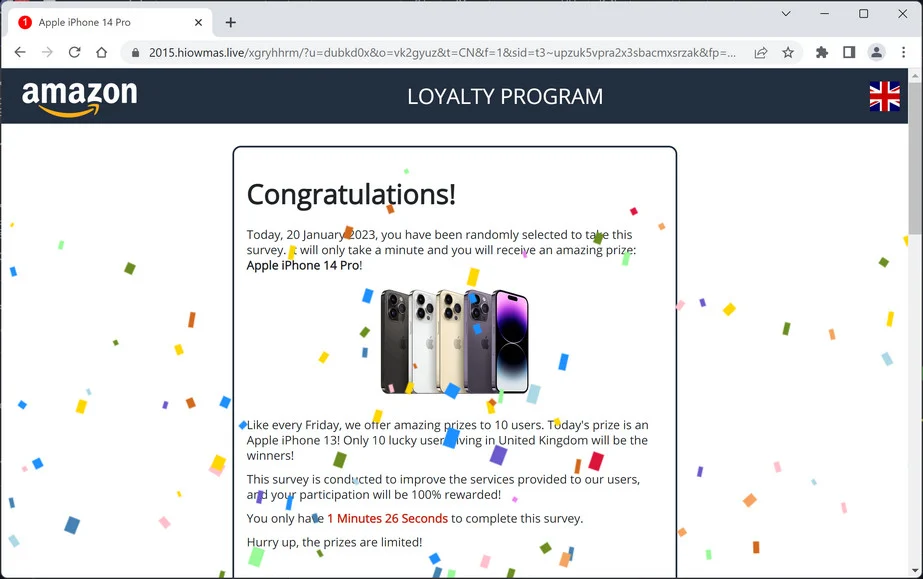 Image: Hiowmas.live Survey Scam