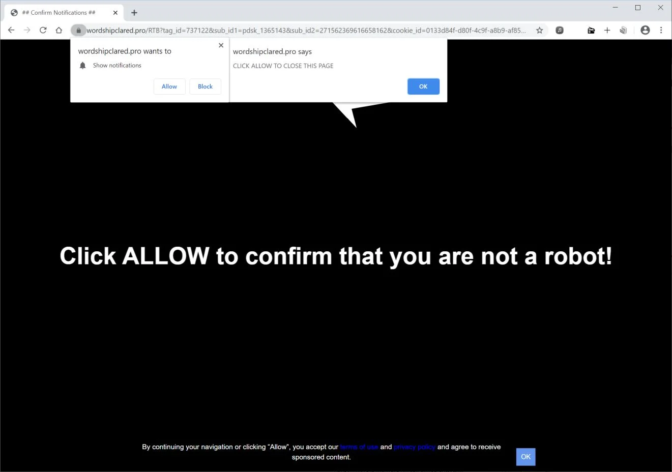 How to remove Wordshipclared.pro pop-up ads (Virus Removal Guide) 1 Image: Chrome browser is redirected to Wordshipclared.pro