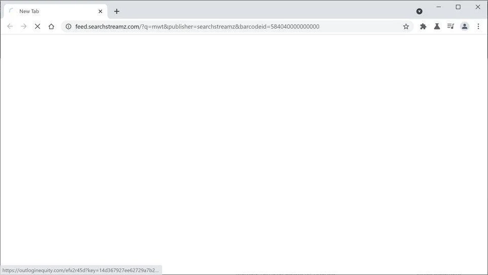 SearchStreamz Search redirect Image: Chrome browser is redirected through SearchStreamz Search