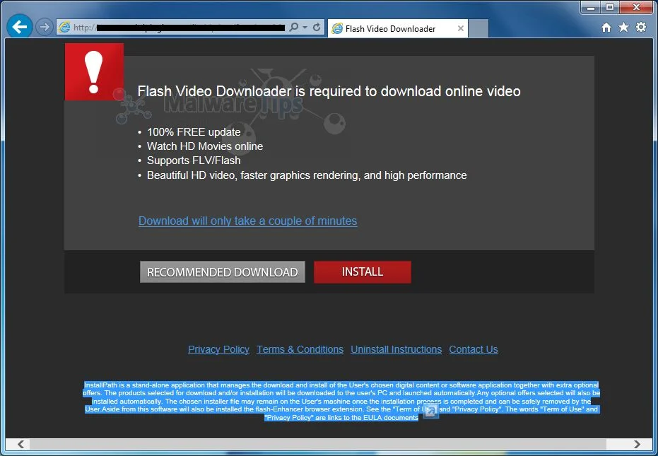 [Image: Flash Video Downloader is required to download online video virus]