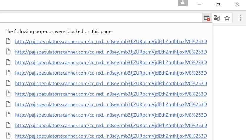Redirect to paj.speculatorsscanner.com adware