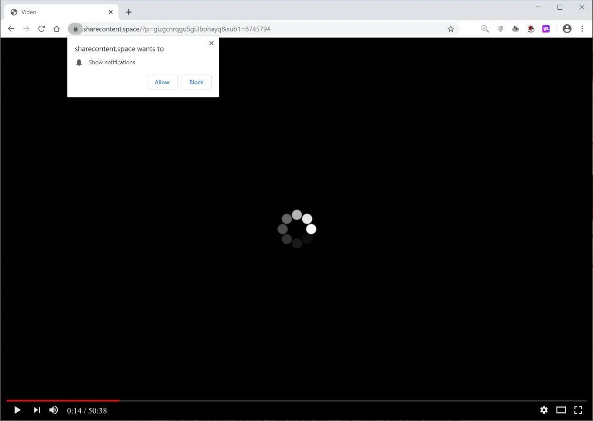 Remove Sharecontent.space pop-up ads (Virus Removal Guide) 1 Image: Chrome browser is redirected to Sharecontent.space