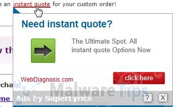 [Image: WebDiagnosis.com pop-up ads]