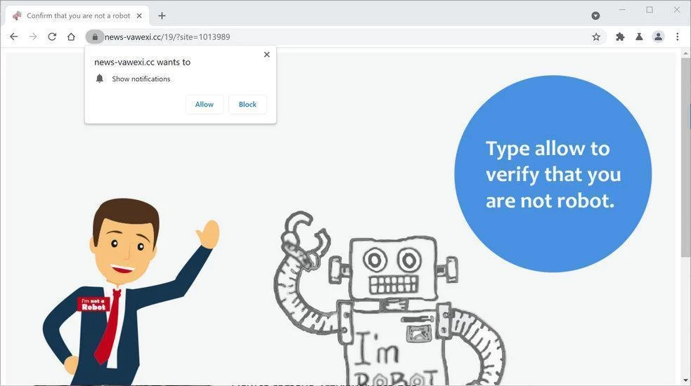 Image: Chrome browser is redirected to News-vawexi.cc