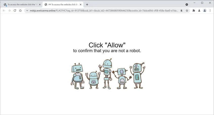 Remove Eveicanma.online pop-up ads (Virus Removal Guide) 1 Image: Chrome browser is redirected to Eveicanma.online