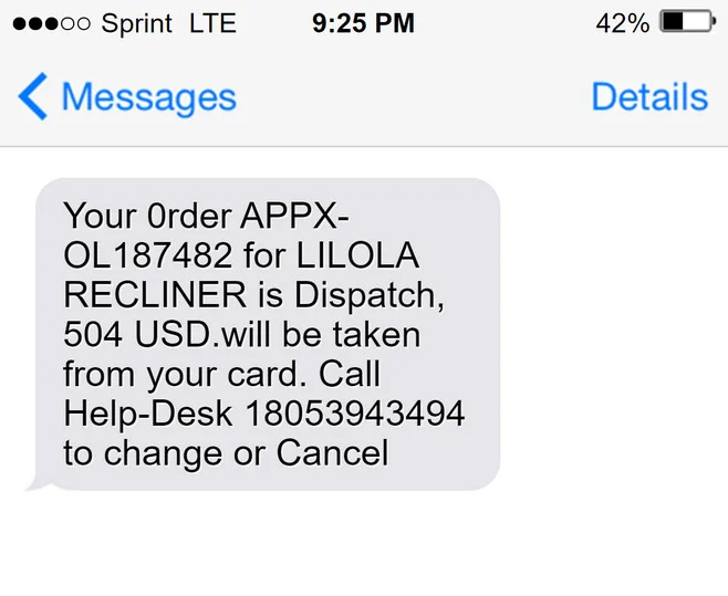 Explained: Lilola Recliner Text Message Scam 1 Lilola Recliner Text Message Scam