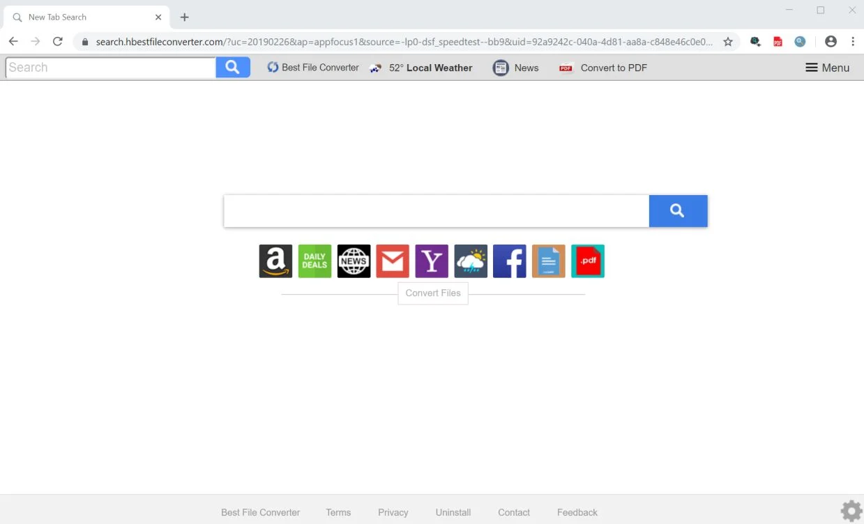Image: Chrome browser is redirected to the search.hbestfileconverter.com site