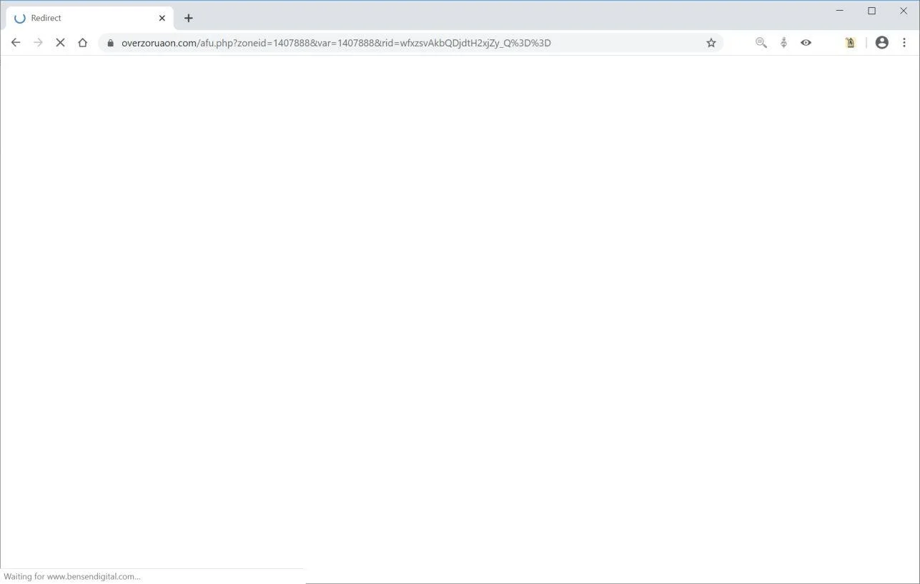 Image: Chrome browser is redirected to Overzoruaon.com
