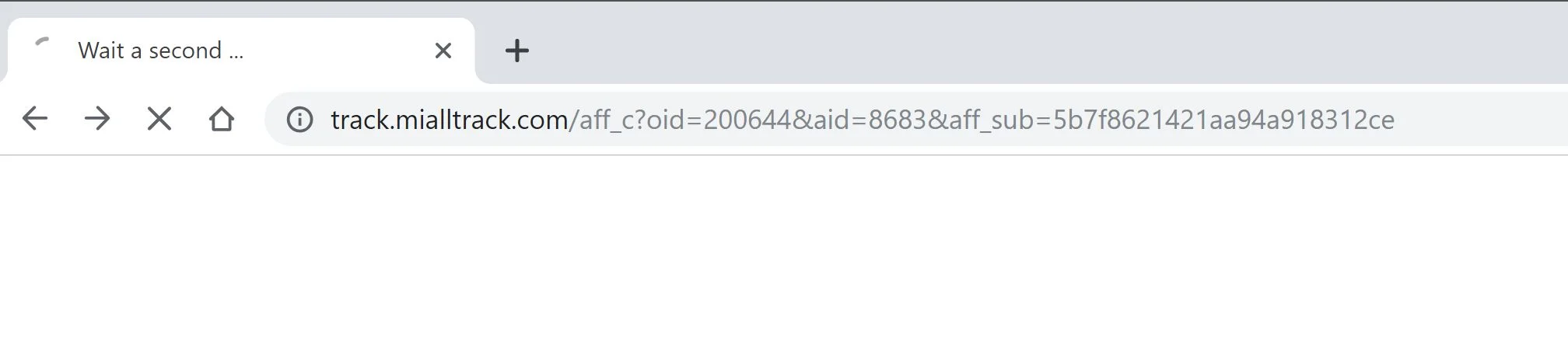 Image: Chrome browser is redirected to the Track.mialltrack.com site