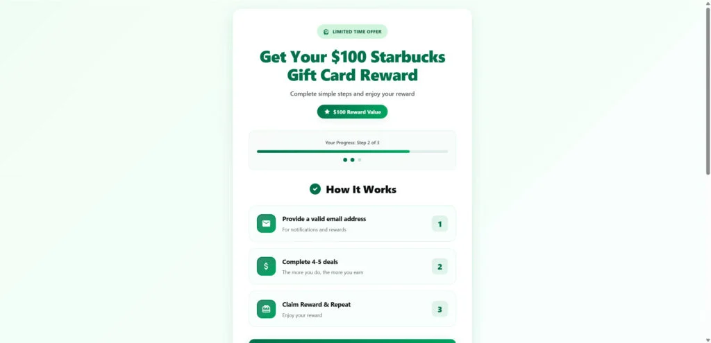 SBDeal100.com Scam - The $100 Starbucks Gift Card Offer Is Fake 1 1 13