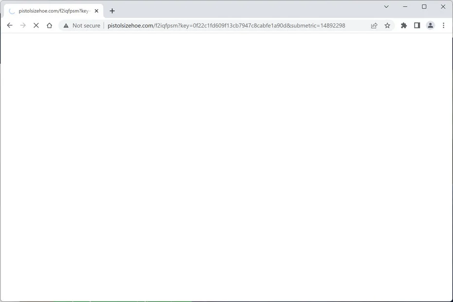 Image: Chrome browser is redirected to Pistolsizehoe.com