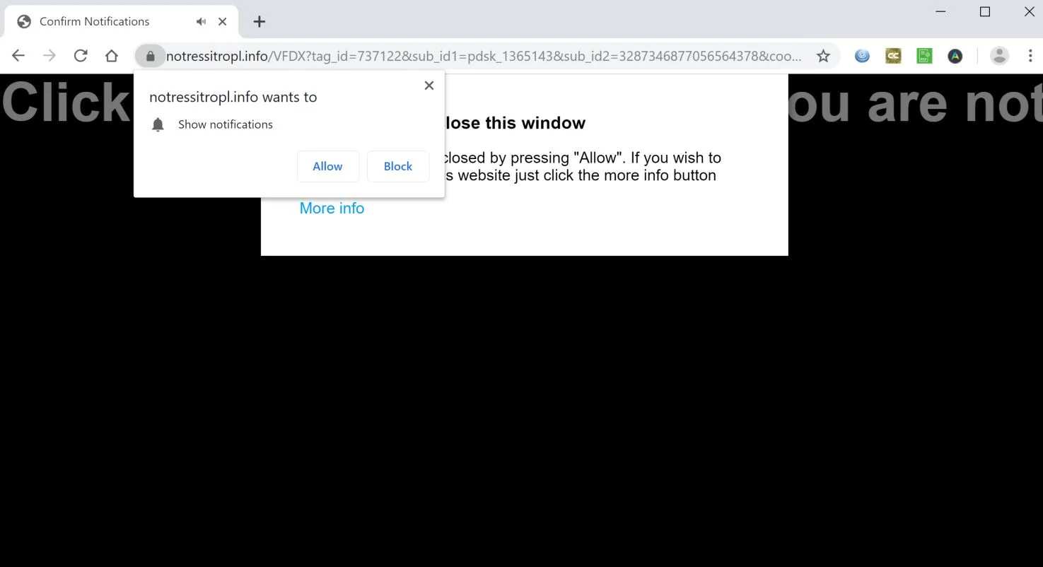 How to remove Notressitropl.info pop-up ads (Virus Removal Guide) 1 Image: Chrome browser is redirected to Notressitropl.info