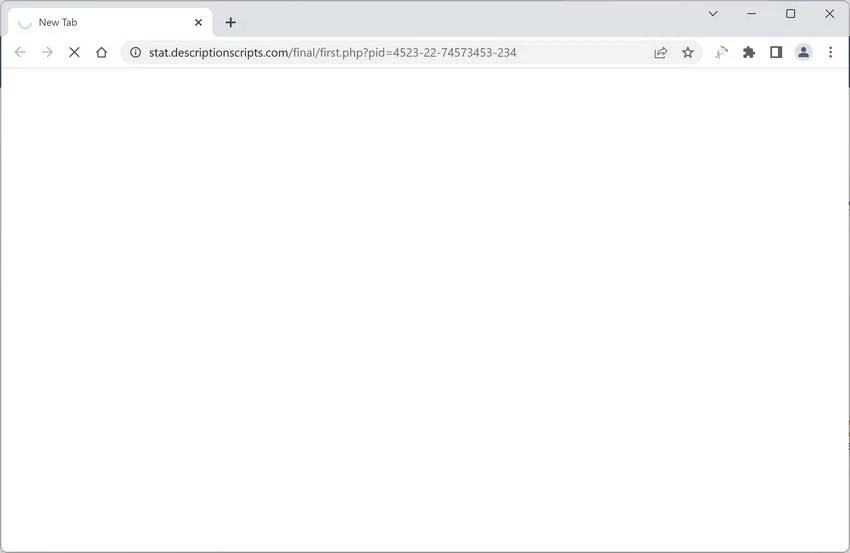 Image: Chrome browser is redirected to Stat.descriptionscripts.com