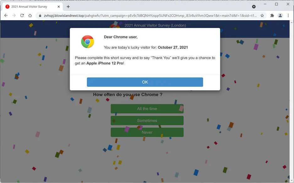 Remove Blowislandnext.top pop-up ads (Virus Removal Guide) 1 Image: Chrome browser is redirected to Blowislandnext.top